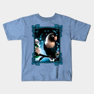 Pretty Blue Black Masked Lovebird Kids T-Shirt